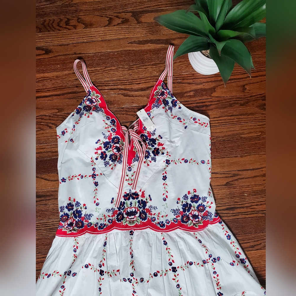 Celandine By Anthropologie NWT Plunge-Neck Drop-Waist Cotton Midi Dress Size XL - Picture 9 of 16